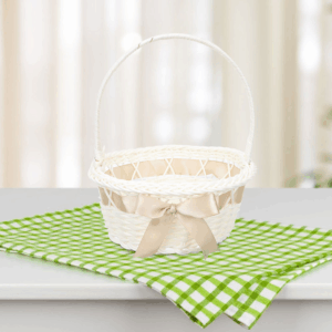 Woven Basket with Handle Hamper Rural Gift Packing Flower Girl Plastic Party Favor Wedding Bride