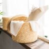 Handmade Straw Woven Storage Basket With Lid Snack Organizer Storage Box Laundry Baskets Rattan Storage Flower Basket