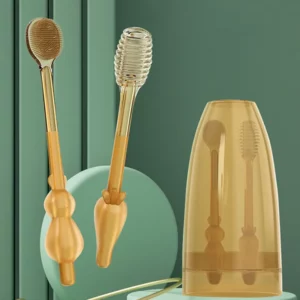 Baby Soft Bristle Toothbrush Silicone Tongue Brush Infant Toddler Oral Care Toothbrush Training Teeth Brush with Cover