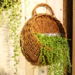 Flower Planter Wall Hanging Wicker Rattam Basket Garden Vine Pot Indoor Plants Holder