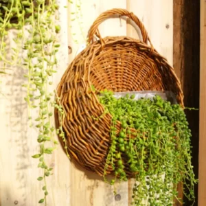 Flower Planter Wall Hanging Wicker Rattam Basket Garden Vine Pot Indoor Plants Holder