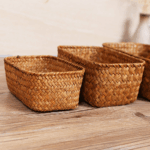 Wicker Shelf Baskets Bin Rectangular Hand Woven Wicker Bin Storage Box Small Rustic Home Storage Organizer Container Toilet
