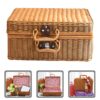 Imitation Rattan Suitcase Woven Picnic Hamper Vintage Storage Handwoven Plastic Bins Retro Baskets