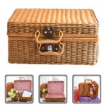 Imitation Rattan Suitcase Woven Picnic Hamper Vintage Storage Handwoven Plastic Bins Retro Baskets