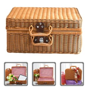Imitation Rattan Suitcase Woven Picnic Hamper Vintage Storage Handwoven Plastic Bins Retro Baskets