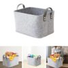 Grey Folding Felt Storage Basket Organizer Portable Felt Handy Dirty Clothes Storage Basket for Clothes Towels Wardrobe Blankets