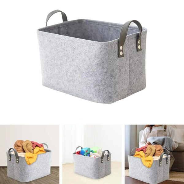 Grey Folding Felt Storage Basket Organizer Portable Felt Handy Dirty Clothes Storage Basket for Clothes Towels Wardrobe Blankets