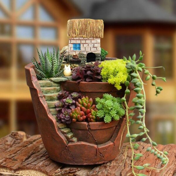 Nordic Creative Round Succulent Flower Pot Lazy Succulent Pot Succulent Plant Mini Cartoon Resin Flower Pot