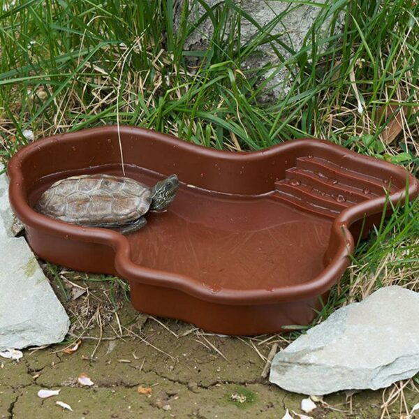 Reptile Tub Reptile Bathing Pool With Ramp And Basking Platform Aquarium Ornament For Turtle Bearded Dragon Gecko For Balcony
