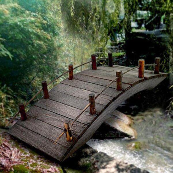 Dollhouse Mini Wooden Arch Bridge with Railings Miniatures Fairy Garden Miniature Craft for Micro Landscaping