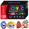 12Colors Brush Tip Acrylic Paint Pens for Rock Painting Stone Ceramic Glass Wood Mugs Metal Fabric Canva White Markers