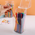 Desktop Organiser Home Office Storage Box Acrylic Transparent Multifunction Pen Holder Stationery Storage Waterproof Dustproof