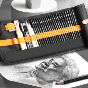 Sketch Pencils Set Roll Up Canvas Wrap Sketching Pencil Bag Art Drawing Supplies Charcoals Kneaded Eraser