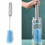 Silicone Milk Bottle Brush Cup Scrubber Glass Cleaner Kitchen Cleaning Tool Long Handle Drink Bottle Glass Cup Cleaning Brush