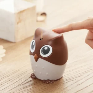 Cartoon Owl Toothpick Holder Desktop Automatic Toothpick Dispenser Tooth Pick Container Automatically PressToothpick Holder