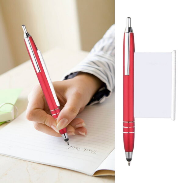 Metal Ballpoint Pen with Retractable Memo Sheet Ball Point With White Blank Banner Smooth Writing Clip Fixing Ballpoint Pen
