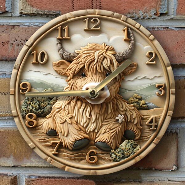 Silent Highland Cow Wall Clock-Aluminum,Perfect For Summer Office&Home Decor farmhouse decor home decor wall clock modern design