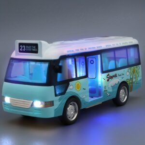 School Bus Toys Cars Die Cast Metal Little Cars City Bus With Sound And Light Up Friction Powered Cars Play Toys Gift For Kids