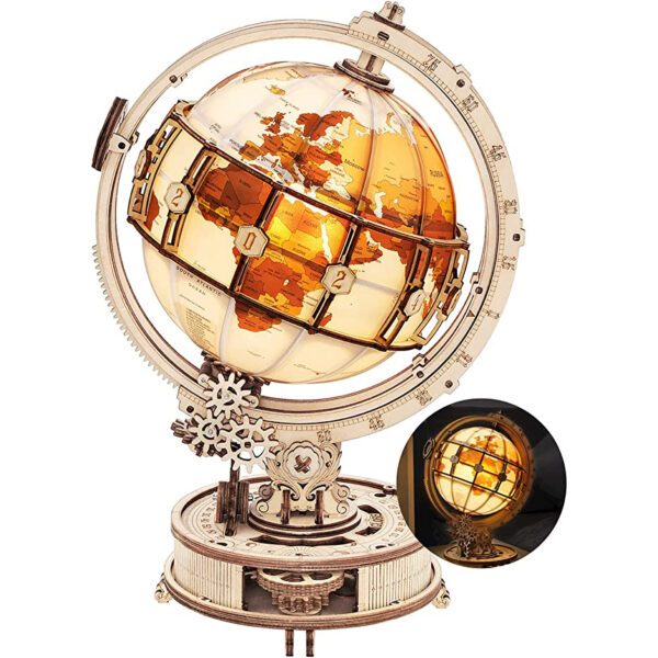 Robotime  Luminous Wooden Globe Light Night 3D Puzzle Games for Christmas Gift for Kids Adults for Home Decor, Desk Decor