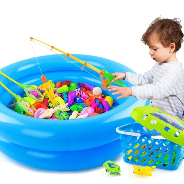 Children Boy girl fishing toy set suit magnetic play water baby toys fish square hot gift for kids