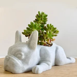 Puppy Statue Planter Resin Ornament Succulents Flower Pot Home Office Desktop Garden Decoration