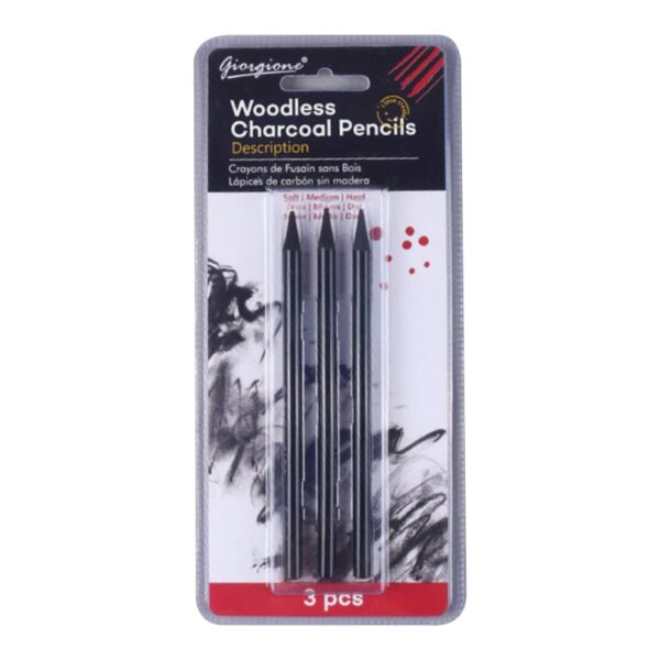 Woodless Pencil Set Black Degrees Pencil 3 Degrees Charcoal Pencil for Beginner Student Amateur Painter