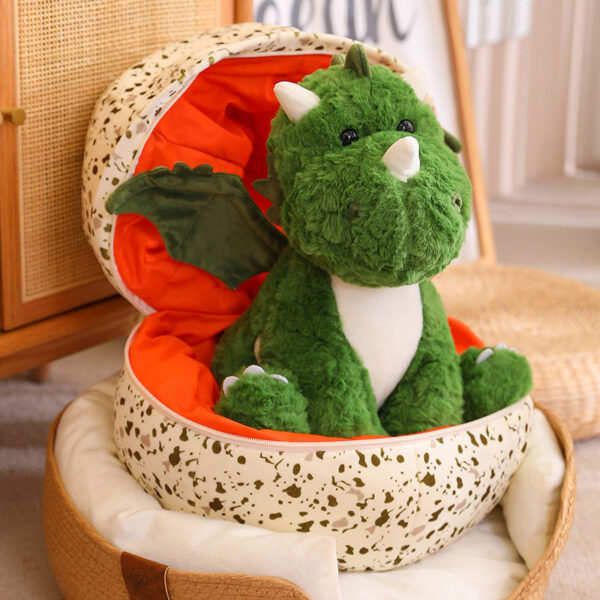 Dinosaur Plush Green Baby Dino In A Dragon Egg Stuffed Toy Cute Hugging Sleeping Doll Christmas Halloween Gifts For Gifts