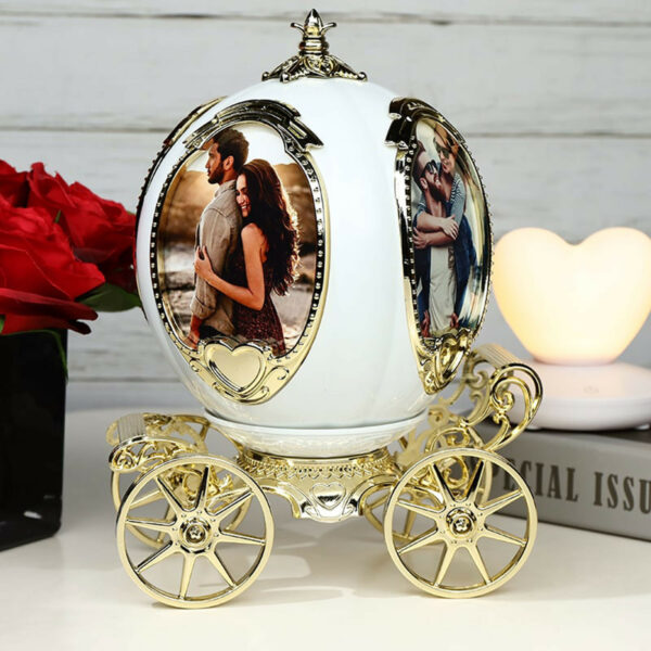 Rotating Picture Display Custom 4 Photo frame Personalized pumpkin Car Music Box Picture Frame Photo Frame Decorative Desk-Top