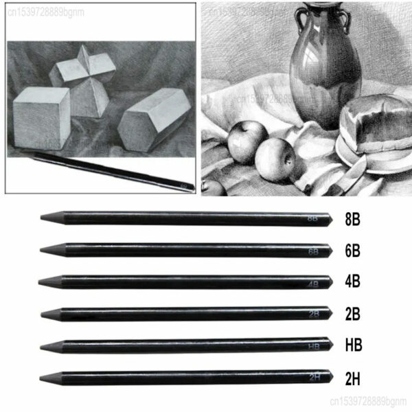 Professional Woodless Graphite Charcoal Pencils  Soft Medium Hard For Art Sketching Drawing