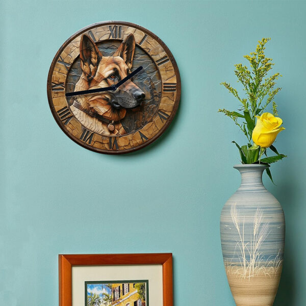 German Shepherd Aluminum Wall Clock - Diy, Spring-Themed Bedroom Decor, Perfect Easter Gift For Boys