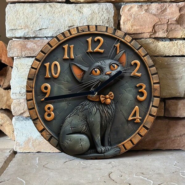 DIY Wall Clock Kit – Black Cat Design, High-Definition 2D Print , Pet Lovers Home Decor, Includes Movement Mechanism