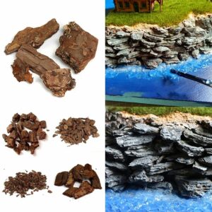 Fairy Garden Accessories Bark Simulation Bench Rock Stone Sand Table Layout Scene Model Railway Scenery