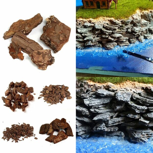 Fairy Garden Accessories Bark Simulation Bench Rock Stone Sand Table Layout Scene Model Railway Scenery