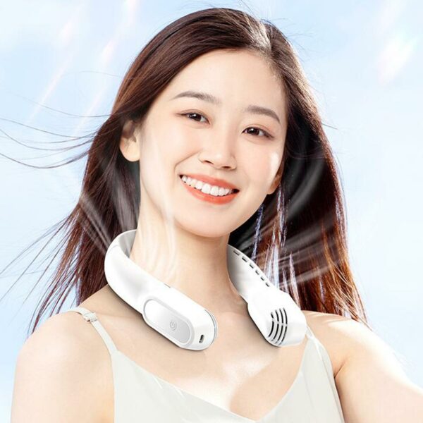 Portable Neck Hanging Fan Silent Battery Operated Personal Fan Foldable Summer Outdoor Sports Accessory for Office Travel