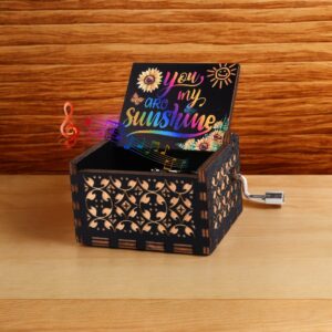 Vintage Music Box with Melody You Are My Sunshine Antique Clockwork Music Box Christmas Birthday Gift Handcrafted for Boys