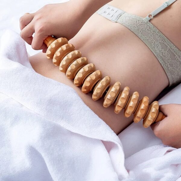 Wooden Massage Roller Stick Curved Wood Therapy Massage Tool for Body Sculpting Lymphatic Drainage Reducing Cellulite