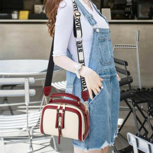 Fashion Hit Color Shoulder Bags for Women Female PU Leather Crossbody Messenger Bags Small Handbag Wide Strap Purse