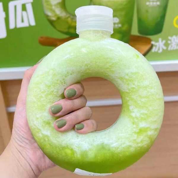 Cute Donut Water Bottle Handle Ring Women Girls Travel Cup Transparent Drinking Bottle