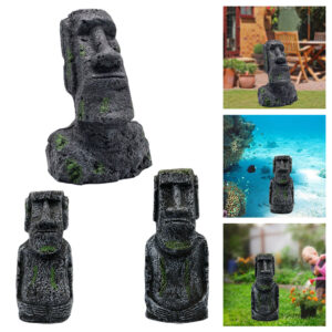 Moai Statues Easter Island Head Ornaments Statues Fish Tank Landscaping Decor Home Tabletop Terrarium