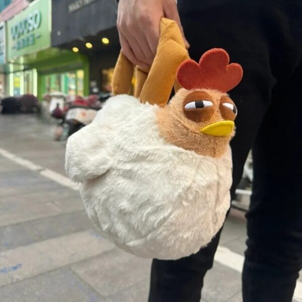 Fur Chicken Plush Bag Ugly Hen Shape Handbag Funny Kawaii Chicken Pendant Keychain Doll Satchel Purse for Women