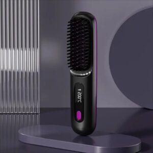 Electric Hot Comb with 3 Setting LED Temperature Display Portable Straightening Brush Anti-Scald Hair Straightener Comb