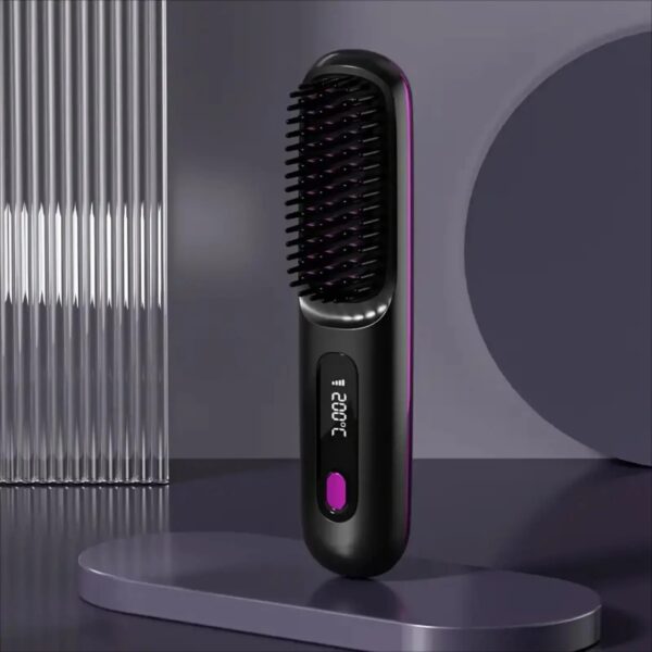 Electric Hot Comb with 3 Setting LED Temperature Display Portable Straightening Brush Anti-Scald Hair Straightener Comb