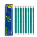 12 Pieces/Set HB Plastics Lead Pencils with Eraser Students Writing Sketch Drawing Wood Pencils for Children