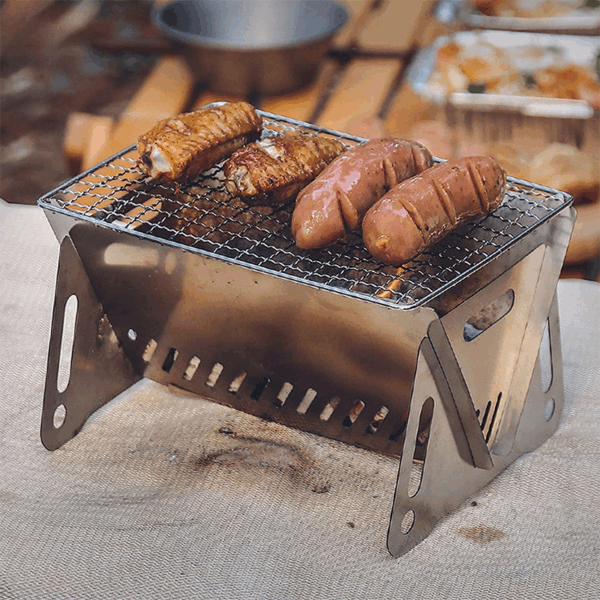 Portable Folding Barbecue Grill Heating Stoves Multifunction Camping BBQ Grill Rack Net Firewood Stove Stainless steel BBQ Grill