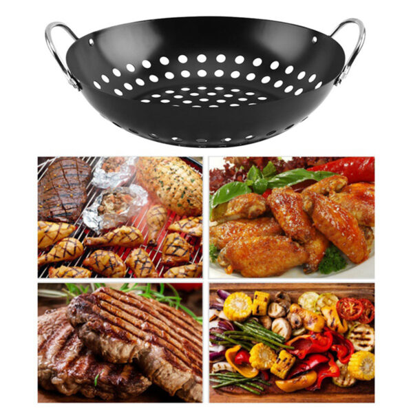 Grill Pan Pizza Pan Tray Plate With Holes Non Stick BBQ Tray Outdoor Frying Pan For Cookware
