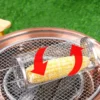Portable Stainless Steel Barbecue Cages Grill Basket Camping Picnic Cookware Outdoor Round BBQ Campfire Grid Rolling Grill Baske