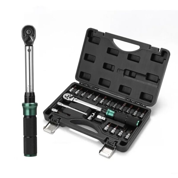 Double Scale Torque Wrench Set MTB Bike Socket Spanner Bicycle Motorcycle Ratchet Repair Toolbox Kit