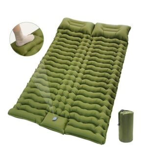 Double Sleeping Pad for Camping Self-Inflating Mat Sleeping Mattress with Pillow for Hiking Outdoor Persons Travel Bed Air Mat