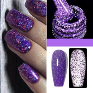 Translucency Reflective Gel Nail Polish Reflective Glitter Semi Permanent Soak Off UV Gel Nail Art Varnish