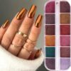 Colorful Metallic Nail Mirror Powder Glitter Winter Brown UV Gel Polish Chrome Dust Metallic Effect Pigment Decorations